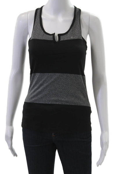 Nike Women Black Striped Cotton Tank Size S