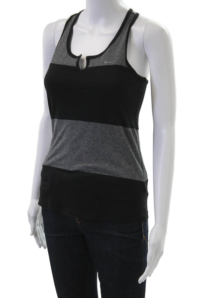 Nike Women Black Striped Cotton Tank Size S