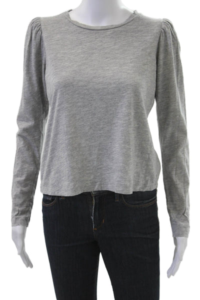 The Westside Womens Gray Basic Jersey T-Shirt 100% Cotton Long Sleeve Size M