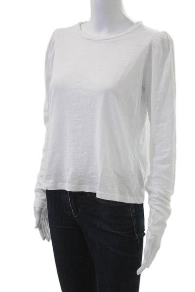 The Westside Women White Cotton Jersey Long Sleeve T-Shirt Size M