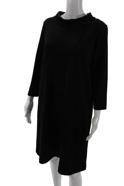 J. Mclaughlin Women Black Shift Sweater Dress Mock Neck 3/4 Sleeve Size M