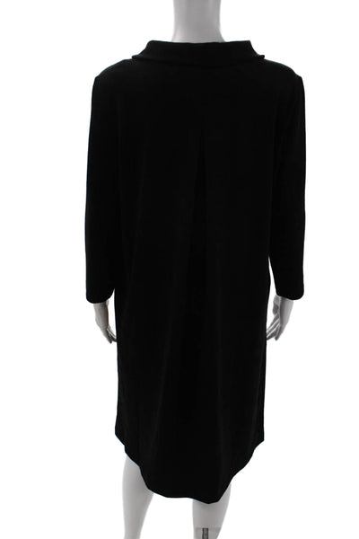 J. Mclaughlin Women Black Shift Sweater Dress Mock Neck 3/4 Sleeve Size M