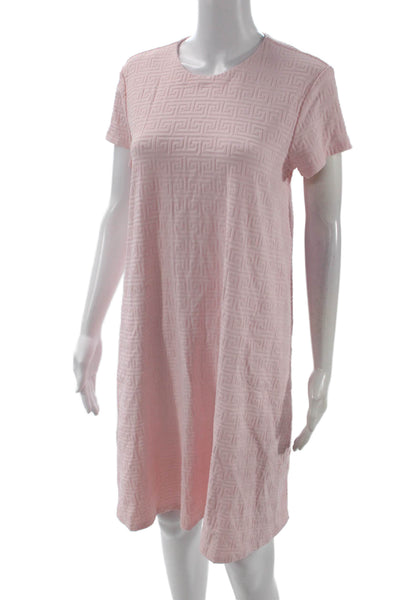 J. Mclaughlin Women Shift T-Shirt Dress Pink Aztec Cotton Short Sleeve Size M