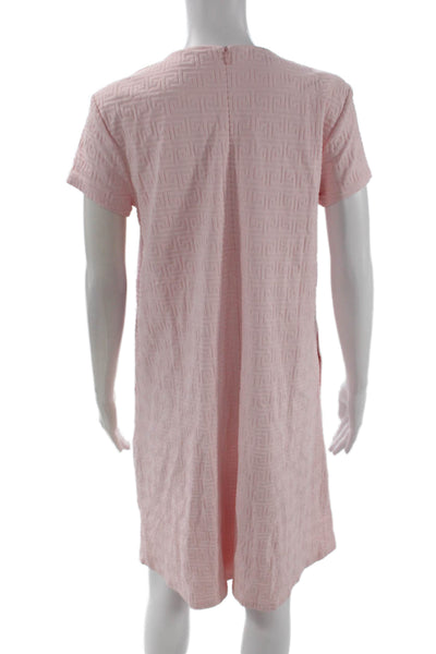 J. Mclaughlin Women Shift T-Shirt Dress Pink Aztec Cotton Short Sleeve Size M