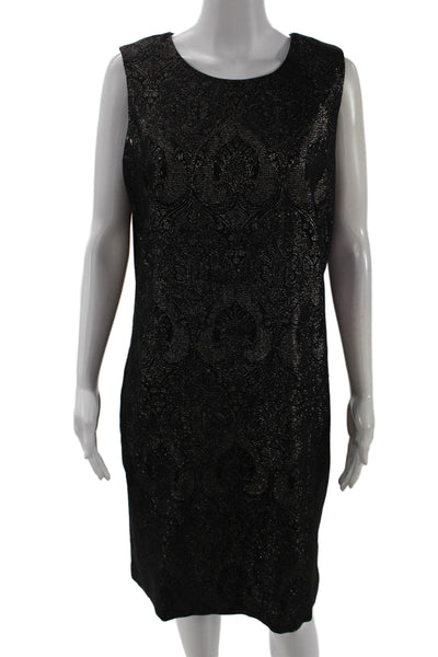 J. Mclaughlin Women Black Paisley Sheath Shift Dress Sleeveless Size 12