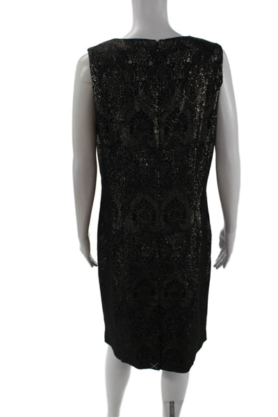 J. Mclaughlin Women Black Paisley Sheath Shift Dress Sleeveless Size 12