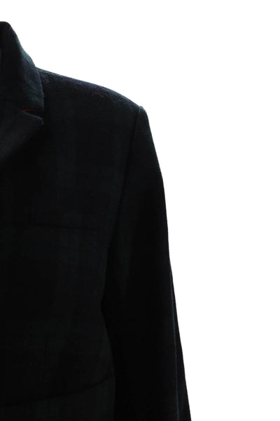 Cartonnier Anthropologie Women Plaid Blazer Dark Blue Wool Blend Size 8