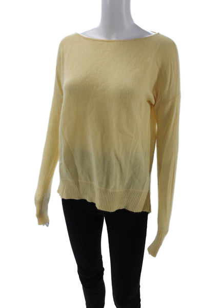 Cullen Women Yellow Cashmere Pullover Sweater Round Neck Size S