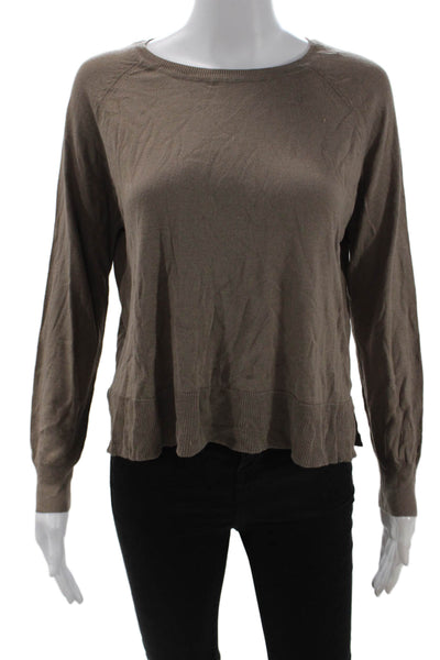 Zara Women Brown Pullover Crew Neck Long Sleeve Viscose-Acrylic Size S