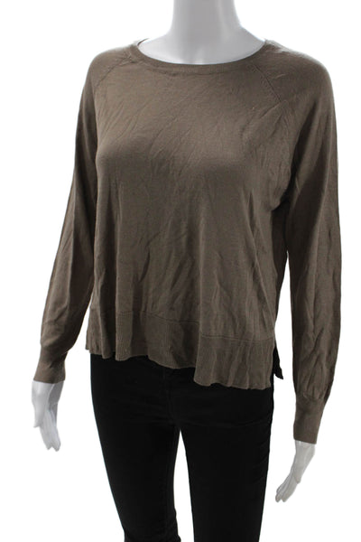 Zara Women Brown Pullover Crew Neck Long Sleeve Viscose-Acrylic Size S