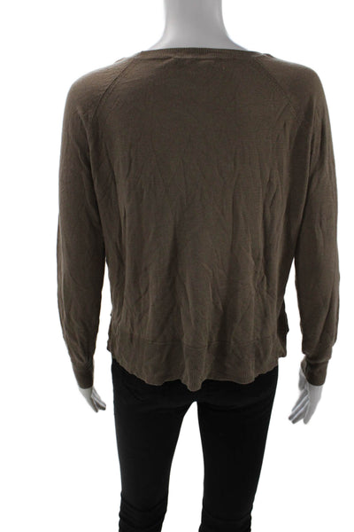Zara Women Brown Pullover Crew Neck Long Sleeve Viscose-Acrylic Size S