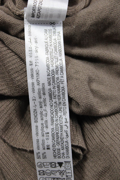 Zara Women Brown Pullover Crew Neck Long Sleeve Viscose-Acrylic Size S