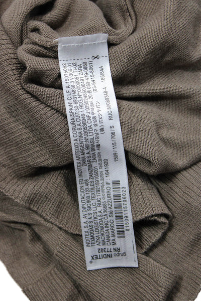 Zara Women Brown Pullover Crew Neck Long Sleeve Viscose-Acrylic Size S