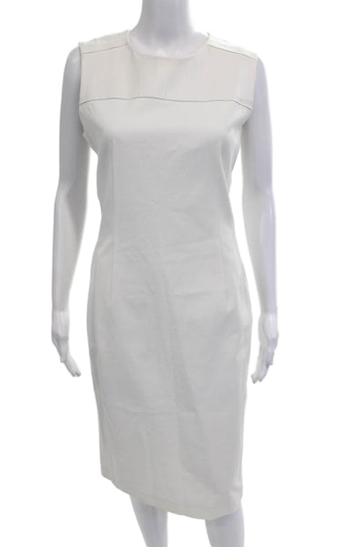 Reed Krakoff Womens Sheath Dress White Sleeveless Crew Neck Size 8