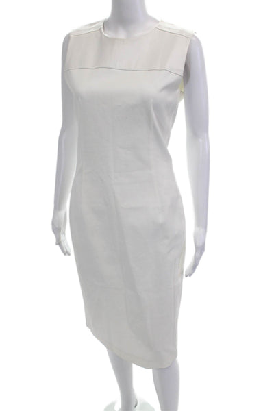 Reed Krakoff Womens Sheath Dress White Sleeveless Crew Neck Size 8