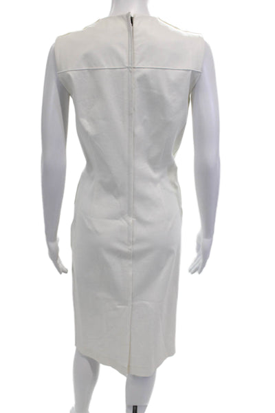 Reed Krakoff Womens Sheath Dress White Sleeveless Crew Neck Size 8
