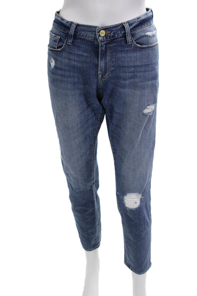 Frame Denim Womens Boyfriend Ankle Jeans Dark Blue Size 27