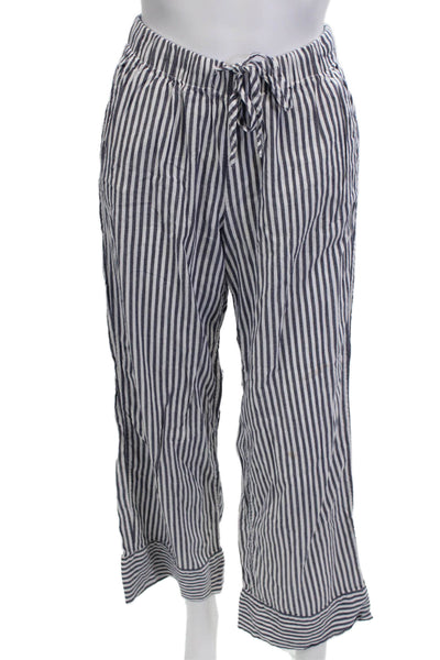 Alex Mill, Womens Cropped Striped Dark Blue Pants Drawstring Size XS