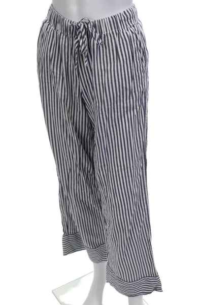 Alex Mill, Womens Cropped Striped Dark Blue Pants Drawstring Size XS