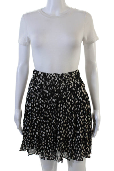 Ba&Sh Womens A-Line Mini Skirt Black Animal Print 100% Viscose Size 34