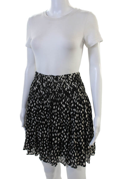 Ba&Sh Womens A-Line Mini Skirt Black Animal Print 100% Viscose Size 34