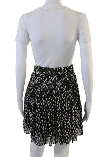 Ba&Sh Womens A-Line Mini Skirt Black Animal Print 100% Viscose Size 34