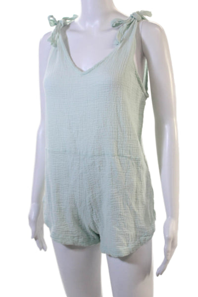 Mikoh Women Light Blue V-Neck Sleeveless Jumpsuit 100% Cotton Size 1