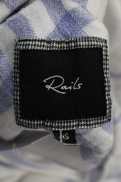 Rails Women White Plaid Collared Long Sleeve Button-Up Rayon Top Size XS