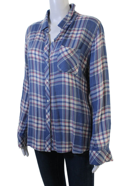 Rails Women Plaid Collared Button-Up Long Sleeve Viscose Top Size S