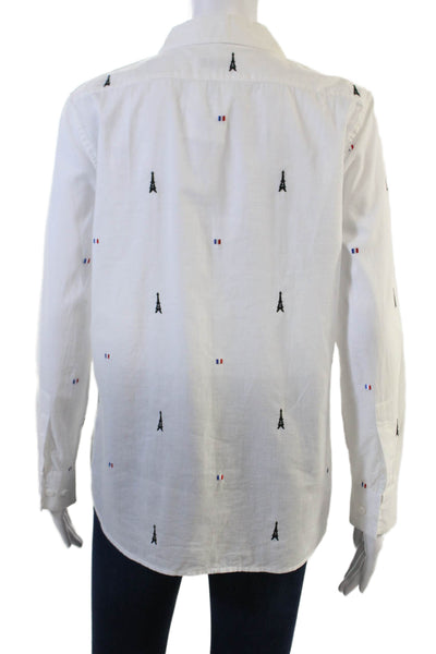 Equipment Femme Womens White Cotton Collared Button-Up Long Sleeve Top Size S