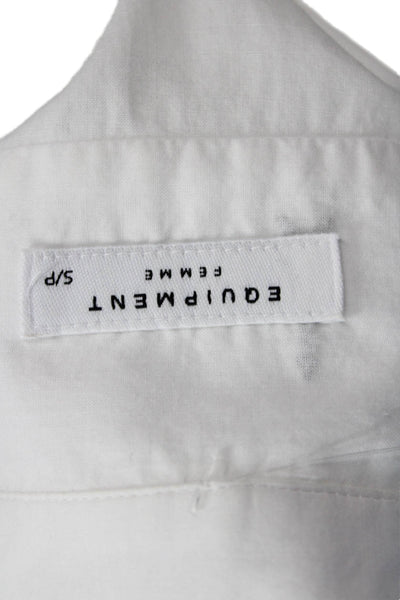 Equipment Femme Womens White Cotton Collared Button-Up Long Sleeve Top Size S