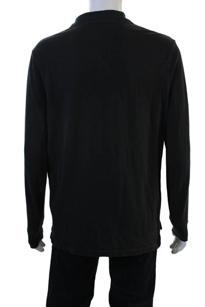 Polo Ralph Lauren Mens Long Sleeve Collared Polo Shirt Gray Cotton Size Medium