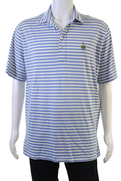 Polo Golf Ralph Lauren Mens Short Sleeve Striped Polo Shirt Blue White Large