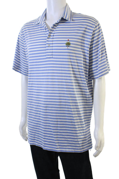 Polo Golf Ralph Lauren Mens Short Sleeve Striped Polo Shirt Blue White Large