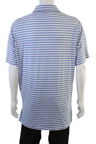 Polo Golf Ralph Lauren Mens Short Sleeve Striped Polo Shirt Blue White Large