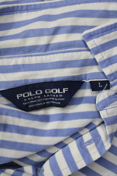 Polo Golf Ralph Lauren Mens Short Sleeve Striped Polo Shirt Blue White Large