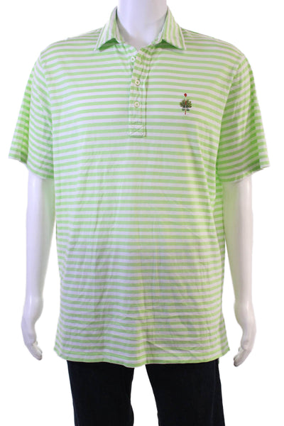 Polo Golf Ralph Lauren Mens Short Sleeve Striped Polo Shirt Green White Large