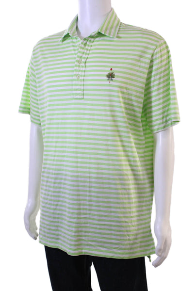 Polo Golf Ralph Lauren Mens Short Sleeve Striped Polo Shirt Green White Large
