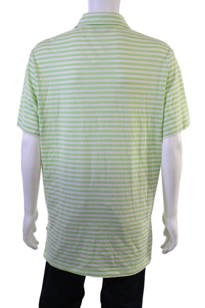 Polo Golf Ralph Lauren Mens Short Sleeve Striped Polo Shirt Green White Large