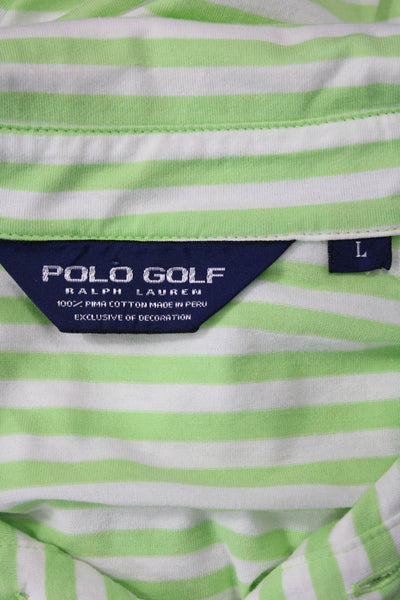 Polo Golf Ralph Lauren Mens Short Sleeve Striped Polo Shirt Green White Large