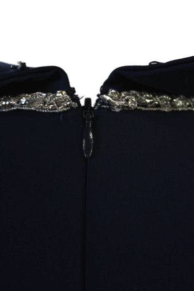 Reem Acra, Women Dark Blue V-Neck Long Sleeve Maxi Dress Size 6