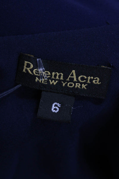 Reem Acra, Women Dark Blue V-Neck Long Sleeve Maxi Dress Size 6