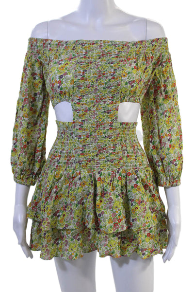 Designer Women Fit & Flare Green Floral Dress Size XS