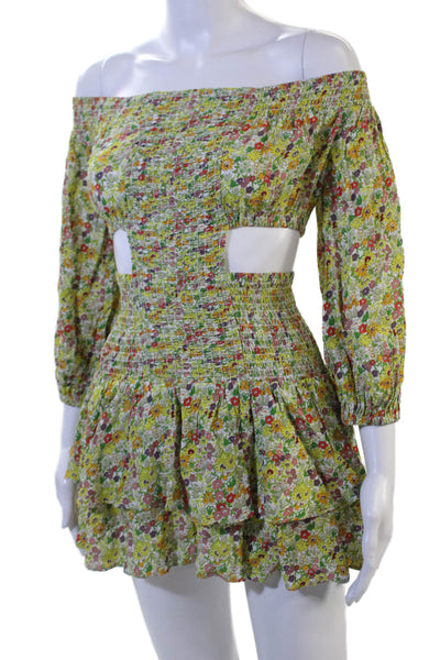 Designer Women Fit & Flare Green Floral Dress Size XS