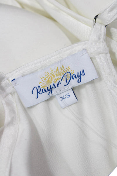 Designer Women Romper White V-Neck Sleeveless Solid Viscose Size XS