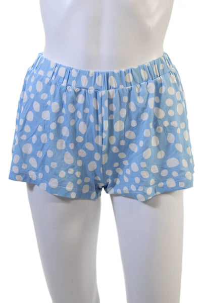 Stripe & Stare Womens Polka Dot Elastic Waist Sleepwear Shorts Blue Size S