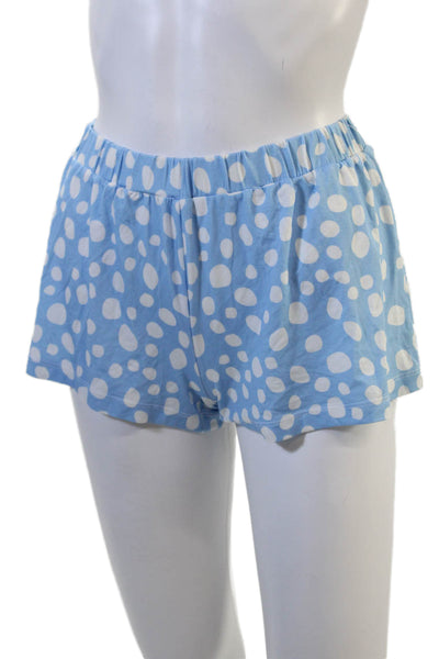 Stripe & Stare Womens Polka Dot Elastic Waist Sleepwear Shorts Blue Size S