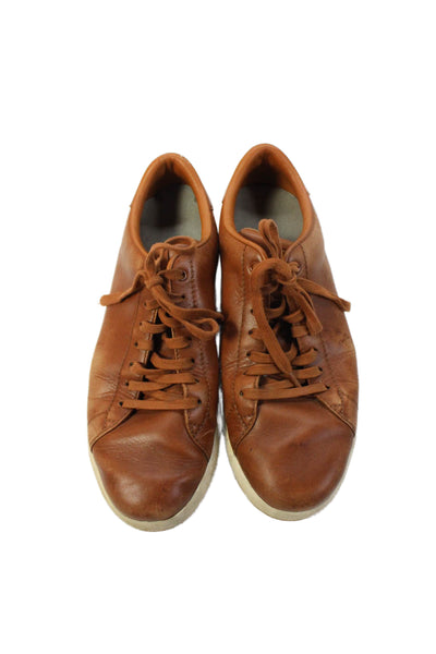 Cole Haan Mens Leather Lace Up Low Top Fashion Sneakers Brown Size 8.5