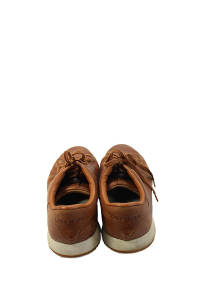 Cole Haan Mens Leather Lace Up Low Top Fashion Sneakers Brown Size 8.5