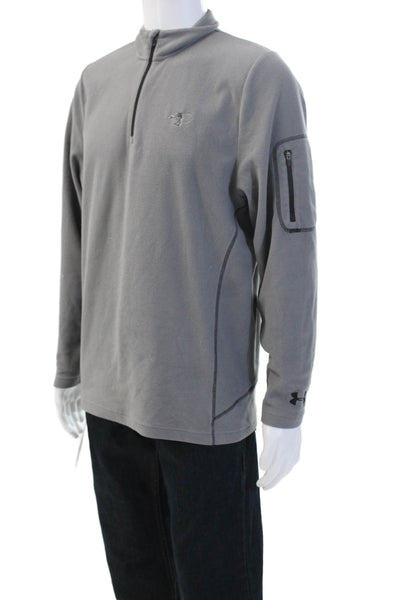 Under Armour Mens Pullover Sweatshirt Gray Polyester Mock Neck Zip Size M
